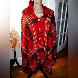 Fashion By Mirabeau Tartan Poncho - One Size Fits Most